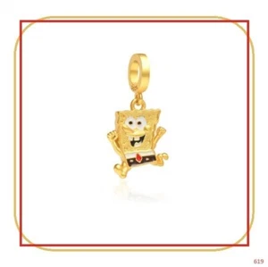 Genuine 925 Sterling Silver Fashion Charm SPONGE BOB DANGLE 13mm x 11mm - Picture 1 of 1