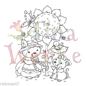 Nuevo Stampavie RATÓN Y CONEJO CON GIRASOL Sello Transparente Garden Critters Love  - Imagen 1 de 1