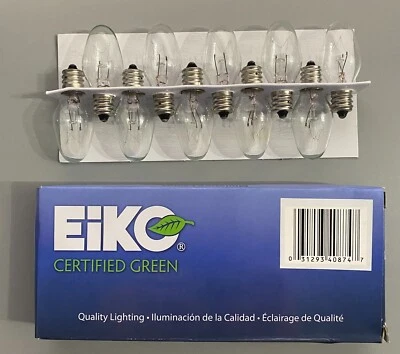 (10 Pack) EiCO Night Light Bulb 7C7 7Watt 120V C7 Candelabra E12 Base Clear - Image 1 of 2