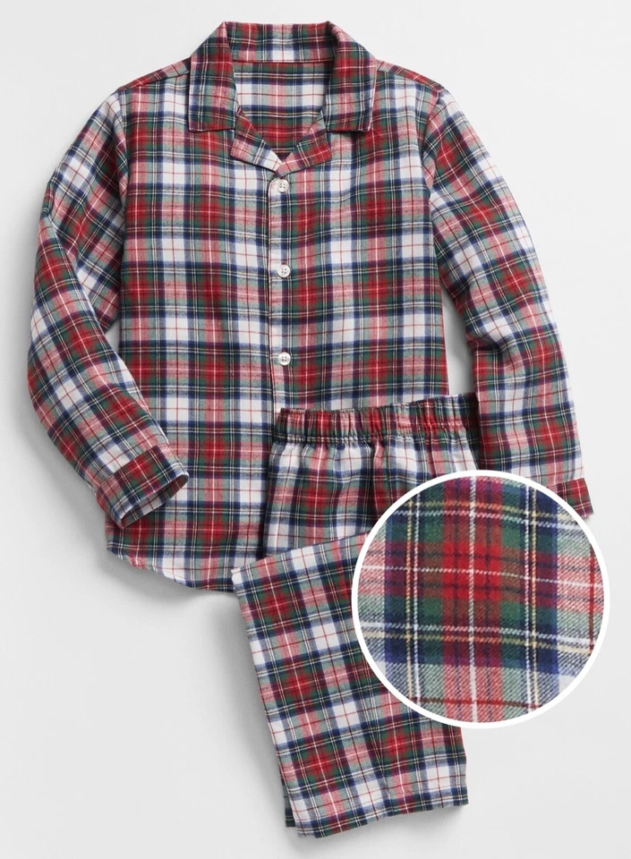Juego de pijama de 2 piezas de franela Gap para niños talla 4 marfil crema escarcha suave acogedor pij’s Foto 1 de 4