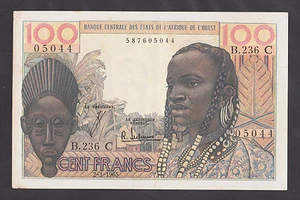 🔴WEST AFRICAN STATES  100 Francs  sign. 4 ND  1965  XF  P-301Ce  BURKINA FASO🔴 - Picture 1 of 2
