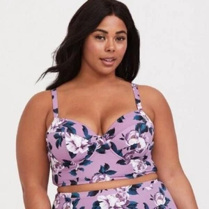 Torrid | Damen Lavendel Lila Blumen Cut & Sew Bikini Oberteil Größe 1F - Bild 1 von 9