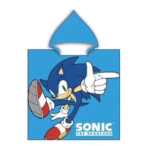 DISNEY Accappatoio bambini poncho telo Sonic blu avio microfibra con cappuccio - Imagen 1 de 1