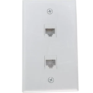 1201 Single Gang Two Port with Cat6 Keystone White Wallplate NTCFL - Picture 1 of 5