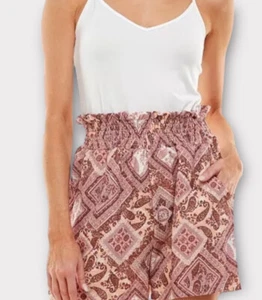 Ultra Flirt Junior Women Romper XS Paisley Print High Waist Paperbag V-Neck NWT - Picture 1 of 10