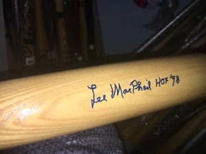 Lee MacPhail HOF 98  Deceased HOFer Signed Baseball Bat COA - Picture 1 of 1