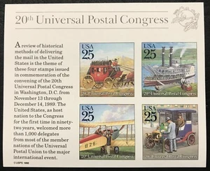 1989 - Scott #2438 - 25¢ - TRADITIONAL MAIL DELIVERY - Souvenir Sheet of 4, MNH - Picture 1 of 1