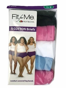 Fit for Me® by Fruit of the Loom® Women's Cotton Briefs 5-Pack 100% Cotton - Picture 1 of 12