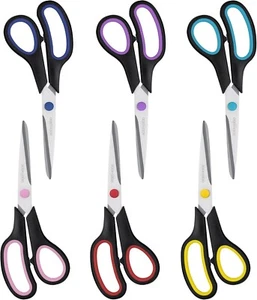 Scissors Set of 1 or 2 or 6 Pc 8 Scissors All Purpose Comfort-Grip Handles Sharp - Picture 1 of 21