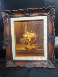 MID CENTURY PAINTING FOLK ART “RUIZ” SIGNED ANTIQUE VINTAGE STILL LIFE - Picture 1 of 3