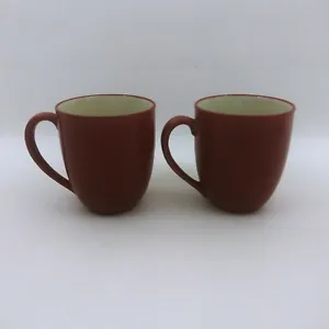 Noritake Stoneware Colorwave Raspberry 3 7/8" Coffee Mugs Cups Set of 2 - Picture 1 of 7