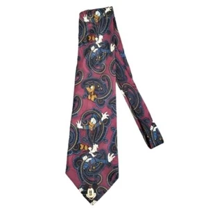 Vintage Disney Mickey Mouse, Goofy, Donald Duck and Pluto Men's Paisley Tie - Picture 1 of 7