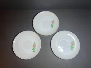 VTG Set of 3 Anchor Hocking Fire King Ware Anniversary Rose Milk Glass Plates 6" - Picture 1 of 8