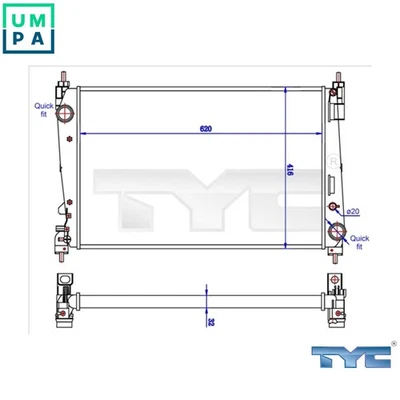 RADIATOR ENGINE COOLING 725-0042-R FOR ALFA ROMEO FIAT BRAVO/II GRANDE/PUNTO - Image 1 of 4