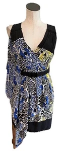 bcbg maxazria Women XXS Blue Floral Print Silk Sleeveless Layered Sheath Dress B - Picture 1 of 11
