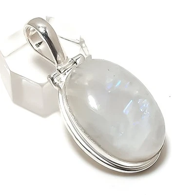 Colgante de joyería de plata de ley 925 con piedras preciosas de luna 1,77" V639 Foto 1 de 3