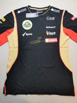 LOTUS F1 TEAM Mens UK L 2014 Team Issue Signed Pastor Maldonado T-Shirt (NEW)  - Image 1 of 4
