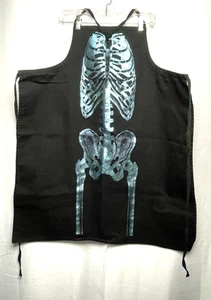 Old Navy Metallic Blue Skeleton Halloween Cotton Apron B*O - Picture 1 of 3