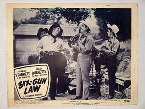 Vtg Lobby Card Six-Gun Law 11”x14"  Western 47/562 Charles Starrett Smiley Burne - Picture 1 of 6