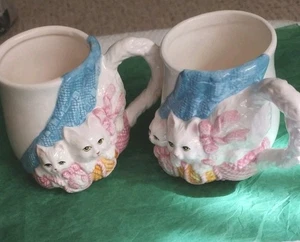 Vintage Katze Kaffee Tee Tassen Kitty PMC 2er Set Sammlerstück - Katzenliebhaber Charm! - Bild 1 von 13