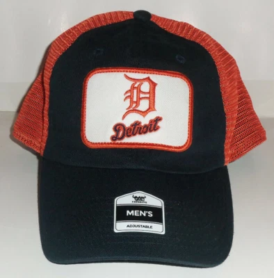 NUEVO CON ETIQUETAS MLB DETROIT TIGERS AZUL MARINO CON MALLA NARANJA GORRA DE BÉISBOL ESPALDA A PRESIÓN Foto 1 de 4