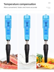 pH Meter Spear Tip Tester Acidimeter Temperature ATC For Fruit Meat Cheese Lab - Picture 1 of 11