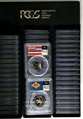 1999-2009:50 State & 6 Territory Clad Quarters-PCGS PR69DCAM-State Flag-56Coins - Image 1 of 4