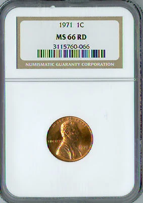 1971 LINCOLN CENT NGC MS66 RED 2ND FINEST GRADED  . - Image 1 of 4