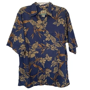Reyn Spooner Hawaiian Traditionals Shirt Tropical Blue/Tan Mens Size L Vintage - Picture 1 of 7