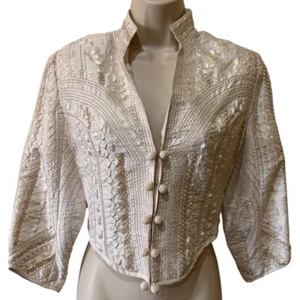 Vintage Double D Ranch Silk Embroidered Jacket Cropped Button Up XS - Picture 1 of 8