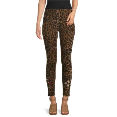 Johnny Was Penelope Leggings Leopard Embroidery Legging Floral Pant Brown XXL NW - Image 1 of 4