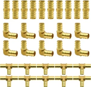 15/30/45/90pcs PEX Fittings, 1/2" Fittings, Elbow TEE Straight Couplings Set,... - Picture 1 of 7