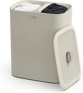 Ecru Laundry Basket with Lid - 90L Capacity, Ideal for Fabric Separation - Picture 1 of 9