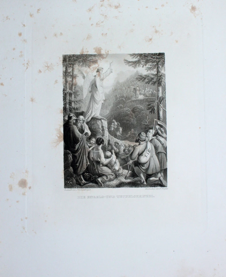 Teufel Engel Wolfsschlucht Schwarzwald Baden-Baden Trinkhalle Märchen Satan 1850 - Bild 1 von 1