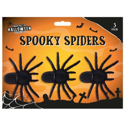 Pacote com 3 aranhas gigantes de feltro preto terror assustador Halloween Halloween - Imagem 1 de 2