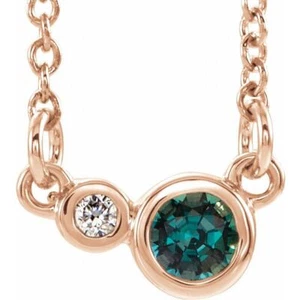14K Rose Lab-Created Alexandrite & .03 CTW Natural Diamond 18" Necklace - Picture 1 of 2