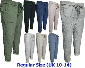 New Italian Ladies Casual Stretch Magic Trouser Jogger Women Pants Size 10-14 - Picture 1 of 18
