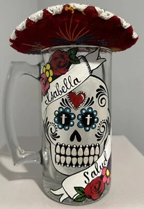 Day Of The Dead Beer Mug Stein Sugar Skull With Mariachi Hat “Isabella” NEW - Picture 1 of 11