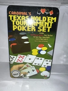 Cardinal's Texas Hold 'Em Tournament Poker Set NIB 2003 Card Game Tin New - Picture 1 of 4