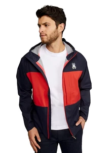 CHAQUETA DEPORTIVA PSYCHO BUNNY para hombre XL CLIFTON con capucha cremallera completa cordón empaquetable - Imagen 1 de 7
