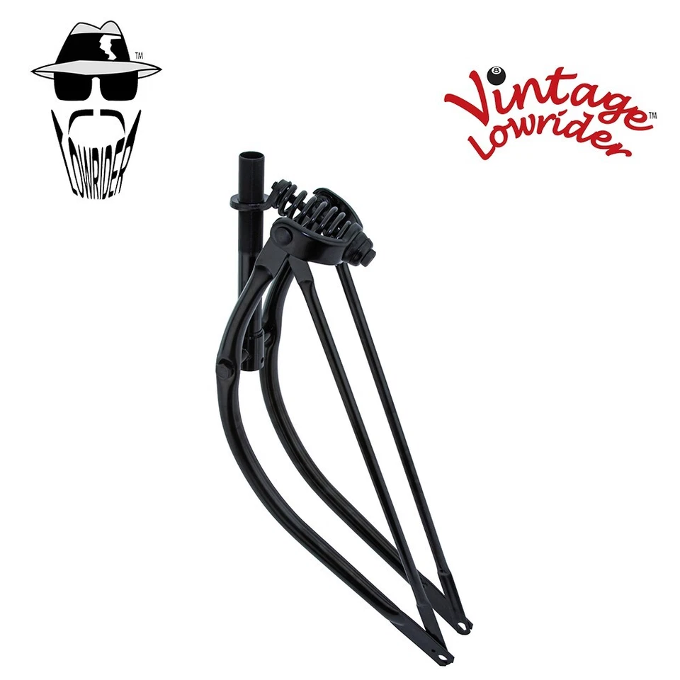 Heavy Duty Steel Plated 1" Threaded Springer 26" Bent Spring Fork 1" Black Bike - Image 1 of 1
