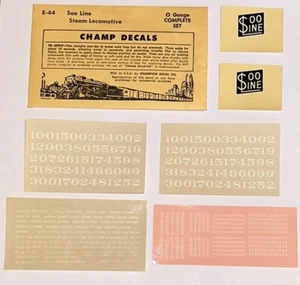 CHAMP O DECAL - SOO LINE STEAM LOCOMOTIVE - WHITE LETTERING - #E-44 - Picture 1 of 1