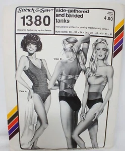 Stretch & Sew 1380 SWIMSUIT Pattern Side Gathered Shirred 1989 Bust 30-46 #D47 - Picture 1 of 8