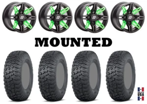 Kit 4 ITP Terra Hook Tires 32x10-14 on Sedona Rukus Green Wheels FXT - Picture 1 of 6