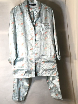 Top Charter Club Poliéster Satinado Manga Larga Cuello Azul Rosa Floral Talla S Foto 1 de 4