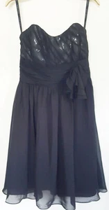 Alfred Angelo Dress Black Sequin Strapless Empire Chiffon Party Cocktail sz 10 - Picture 1 of 8