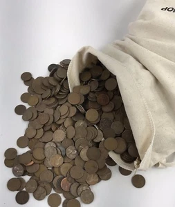5000 Lincoln Wheat Cent Penny 1C Copper 1909-1958 P/D/S Unsearched $50 Face Bag - Picture 1 of 3