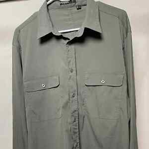 Theory Army Green Long Sleeve Button Down Shirt X-Large