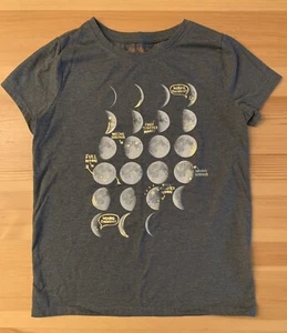 Cat & Jack Gray Gold Foil Print Moon Phases Shirt Girl size M 7-8 - Picture 1 of 1