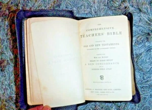 THE COMPREHENSIVE TEACHERS BIBLE BY JAMES & POTTER LEATHER BOND VINTAGE 1904 - Picture 1 of 11